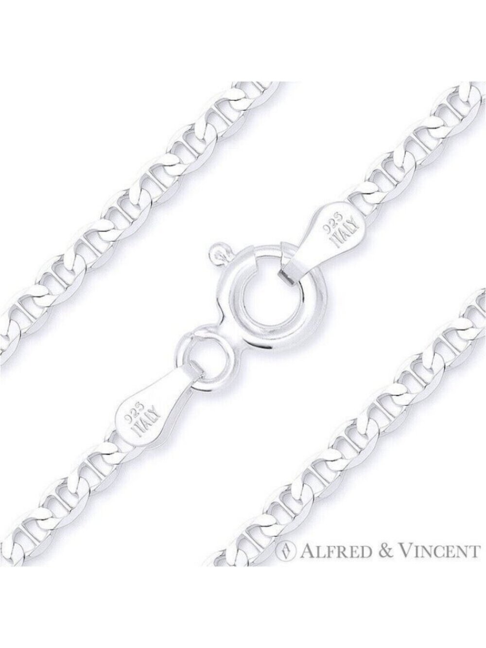 Marina / Mariner Link Italian Chain Anklet in Solid .925 Sterling Silver - 10"